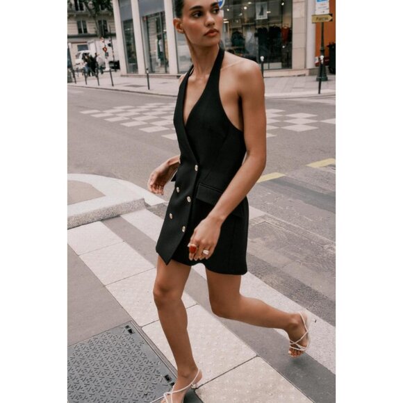 ZARA HALTER MINI BLAZER DRESS - Picture 2 of 7